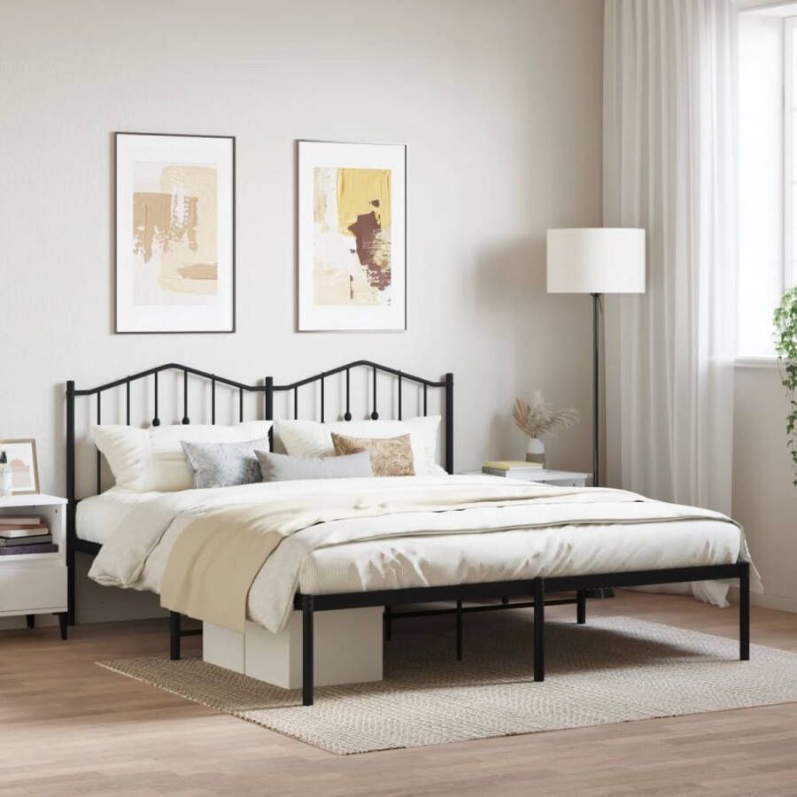 VidaXL -Bedframe-met-hoofdbord-metaal-zwart-160x200-cm - Foto 2