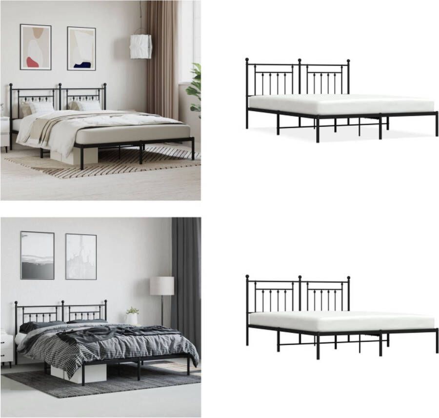 vidaXL Bedframe met hoofdbord metaal zwart 183x213 cm Bedframe Bedframes Tweepersoonsbed Bed