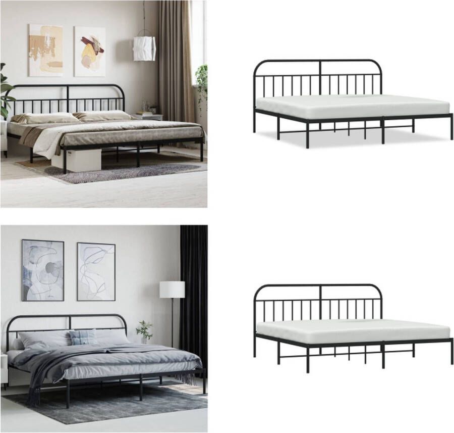 VidaXL Bedframe met hoofdbord metaal zwart 193x203 cm Bedframe Bedframes Tweepersoonsbed Bed - Foto 4