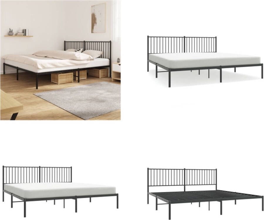 vidaXL Bedframe met hoofdbord metaal zwart 193x203 cm Bedframe Bedframes Tweepersoonsbed Bed