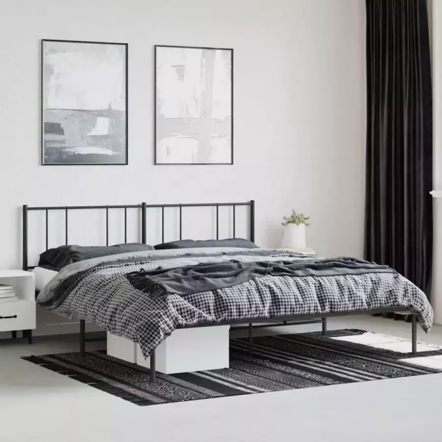 VidaXL -Bedframe-met-hoofdbord-metaal-zwart-200x200-cm - Foto 10