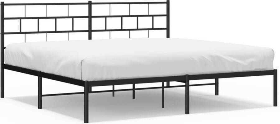 VidaXL -Bedframe-met-hoofdbord-metaal-zwart-200x200-cm - Foto 2