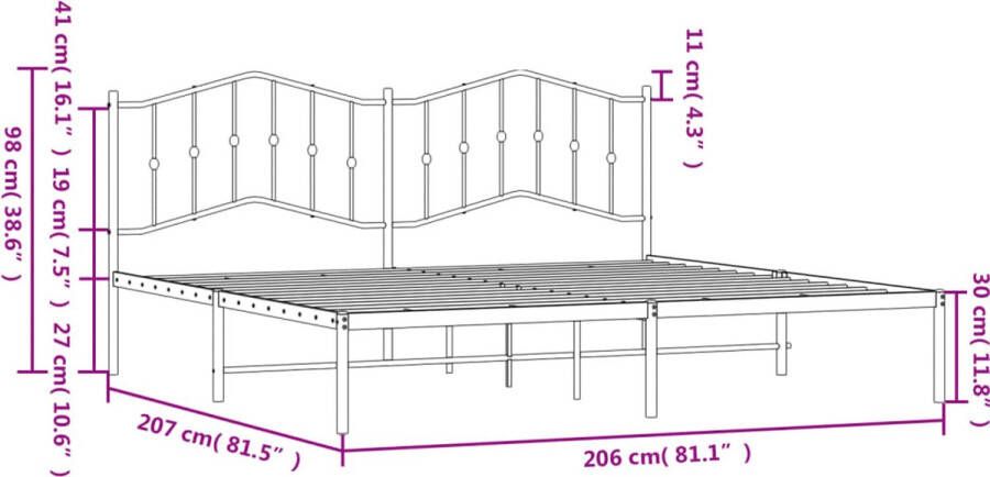 VidaXL -Bedframe-met-hoofdbord-metaal-zwart-200x200-cm - Foto 3