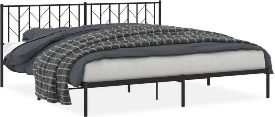 VidaXL -Bedframe-met-hoofdbord-metaal-zwart-200x200-cm - Foto 3