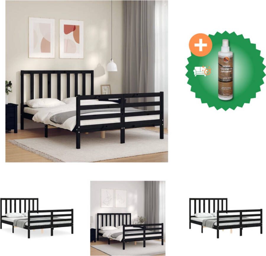 VidaXL Bedframe met hoofdbord metaal zwart 200x200 cm Bedframe Bedframes Tweepersoonsbed Bed