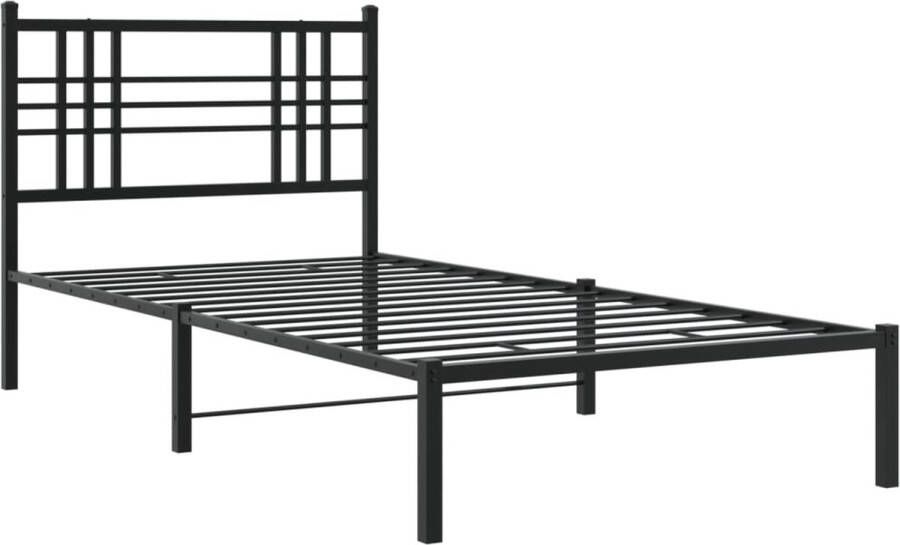 VidaXL -Bedframe-met-hoofdbord-metaal-zwart-90x200-cm