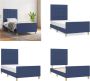 VidaXL Bedframe met hoofdbord stof blauw 80x200 cm Bedframe Met Hoofdeinde Bedframes Met Hoofdeindes Bed Slaapmeubel - Thumbnail 1