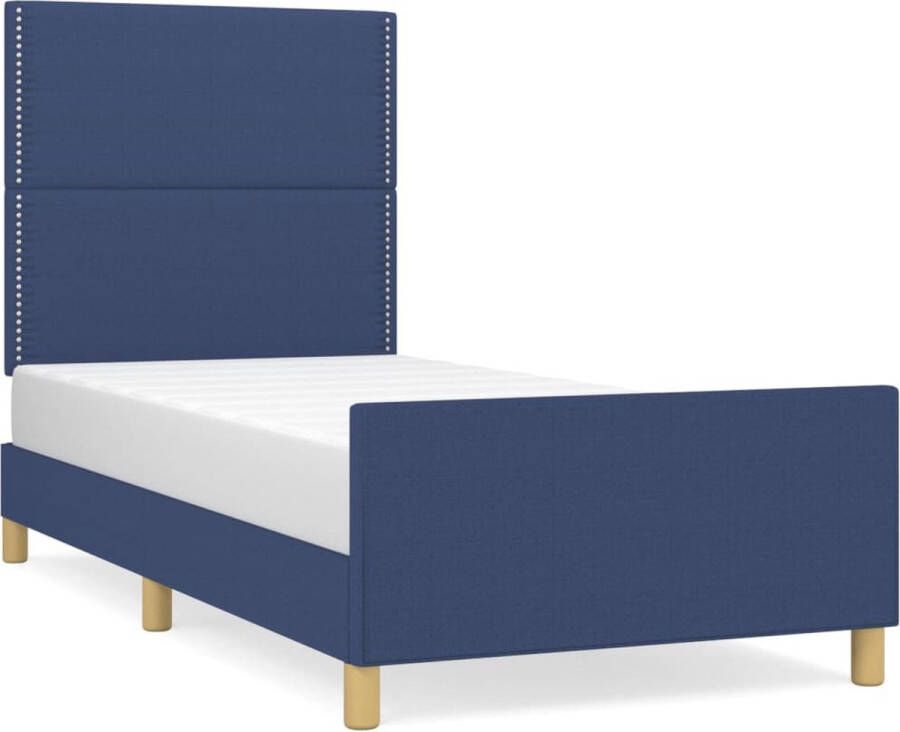 VidaXL Bedframe zonder matras 90x190 cm stof blauw - Foto 2