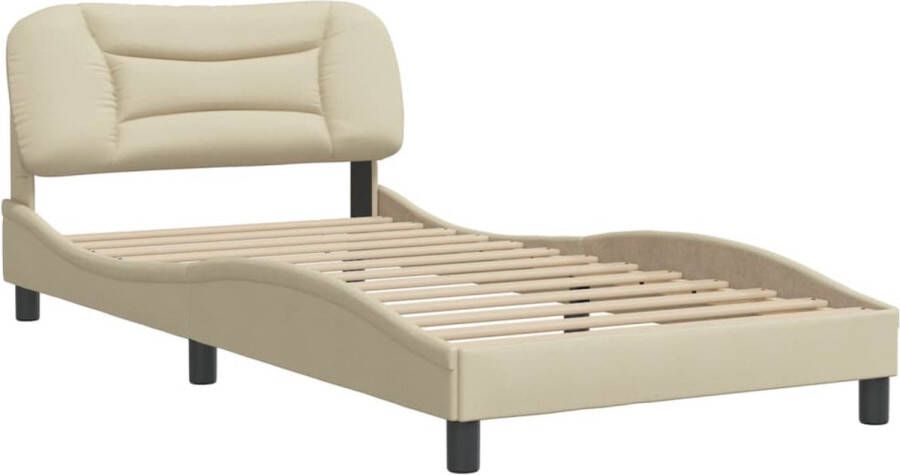 VidaXL -Bedframe-met-hoofdbord-stof-crèmekleurig-100x200-cm - Foto 3