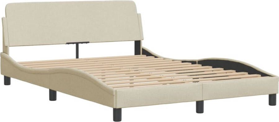 VidaXL -Bedframe-met-hoofdbord-stof-crèmekleurig-120x200-cm - Foto 4