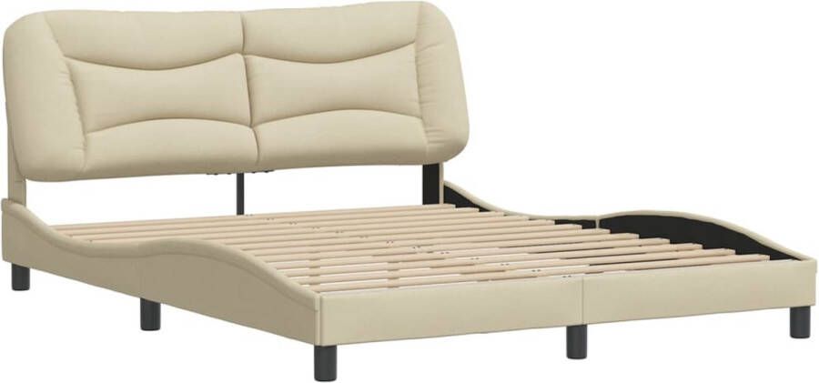 VidaXL -Bedframe-met-hoofdbord-stof-crèmekleurig-160x200-cm - Foto 4