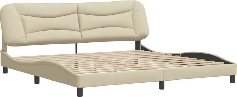 VidaXL -Bedframe-met-hoofdbord-stof-crèmekleurig-200x200-cm - Foto 4