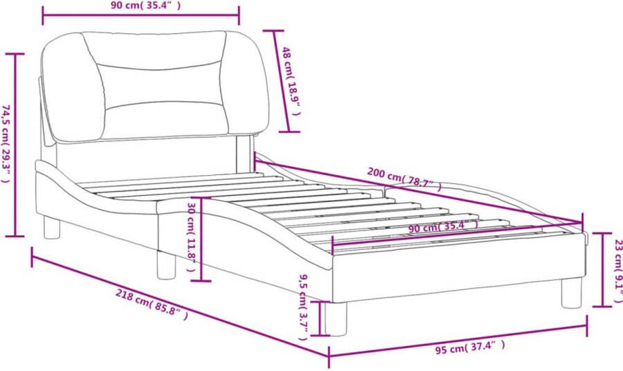 VidaXL -Bedframe-met-hoofdbord-stof-crèmekleurig-90x200-cm - Foto 4