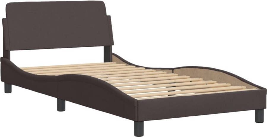 VidaXL -Bedframe-met-hoofdbord-stof-donkerbruin-100x200-cm - Foto 4