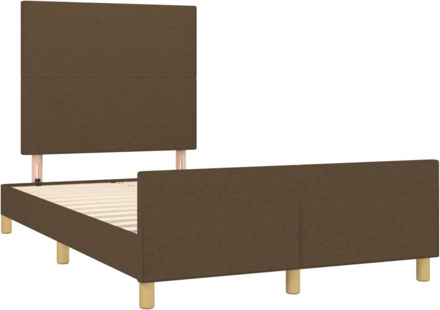 VidaXL -Bedframe-met-hoofdbord-stof-donkerbruin-120x190-cm - Foto 3