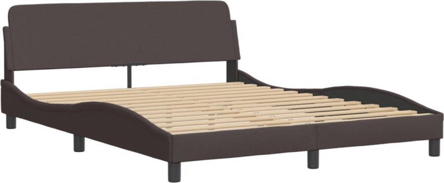 VidaXL -Bedframe-met-hoofdbord-stof-donkerbruin-160x200-cm - Foto 4