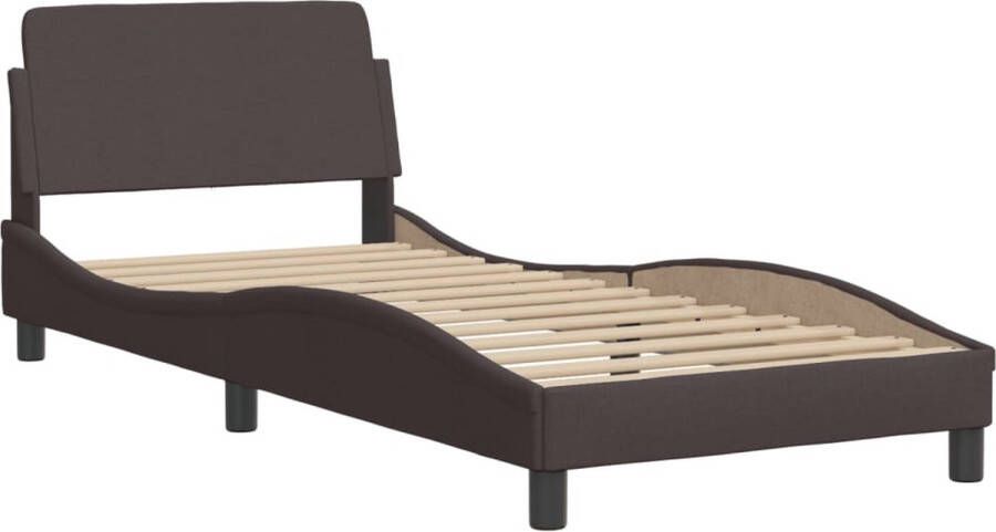 VidaXL -Bedframe-met-hoofdbord-stof-donkerbruin-80x200-cm - Foto 4