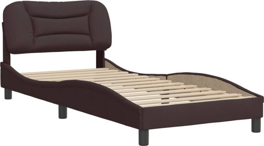 VidaXL -Bedframe-met-hoofdbord-stof-donkerbruin-80x200-cm - Foto 3