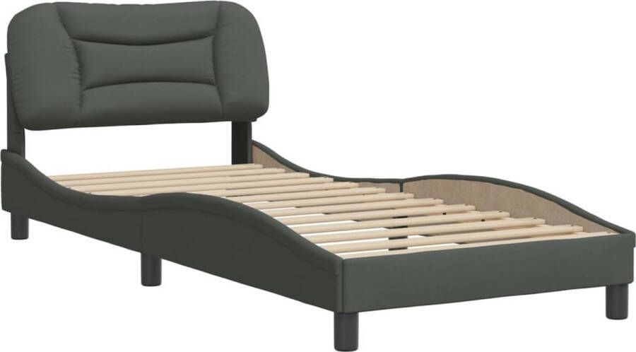 VidaXL -Bedframe-met-hoofdbord-stof-donkergrijs-80x200-cm - Foto 3