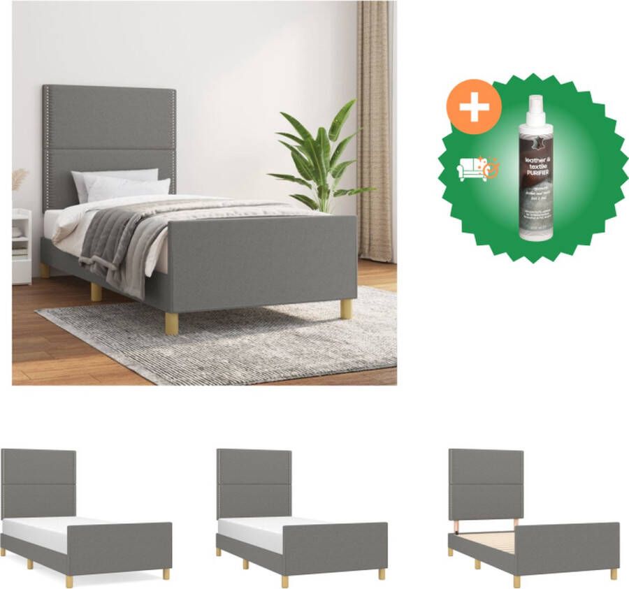 VidaXL Bedframe Donkergrijs 203 x 83 x 118 128 cm Verstelbaar hoofdeinde Stevige poten Multiplex lattenbodem Comfortabele ondersteuning Bed Inclusief Reiniger - Foto 1