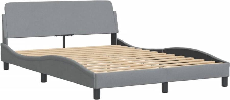 VidaXL -Bedframe-met-hoofdbord-stof-lichtgrijs-120x200-cm - Foto 4