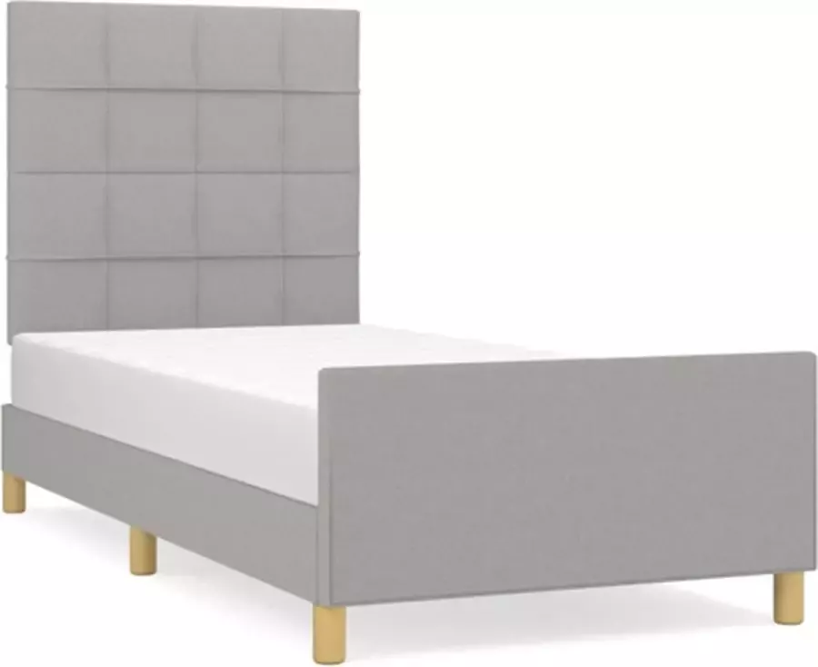 VidaXL -Bedframe-met-hoofdbord-stof-lichtgrijs-80x200-cm - Foto 4