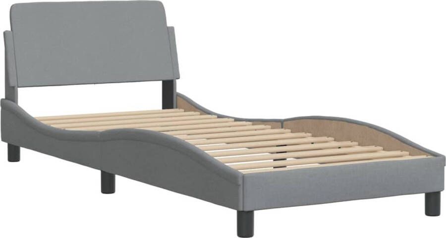 VidaXL -Bedframe-met-hoofdbord-stof-lichtgrijs-90x200-cm - Foto 4