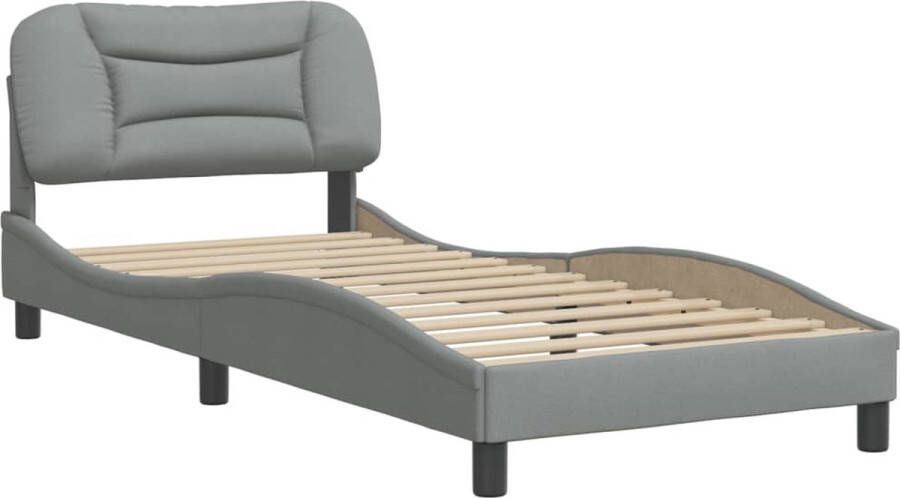 VidaXL -Bedframe-met-hoofdbord-stof-lichtgrijs-90x200-cm - Foto 3