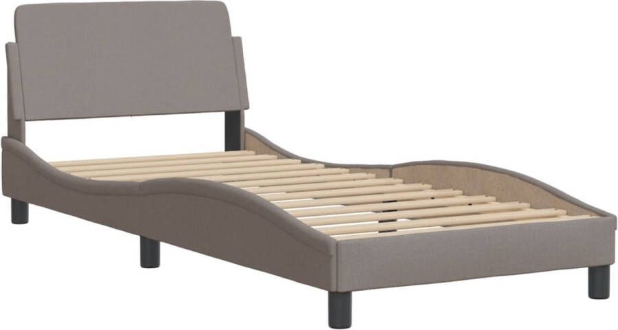 VIDAXL Bedframe met hoofdeinde zonder matras 90x200 cm stof taupe - Foto 4