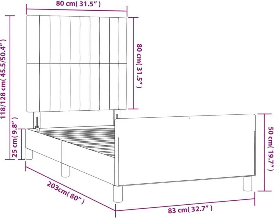 VidaXL -Bedframe-met-hoofdbord-stof-zwart-80x200-cm - Foto 4