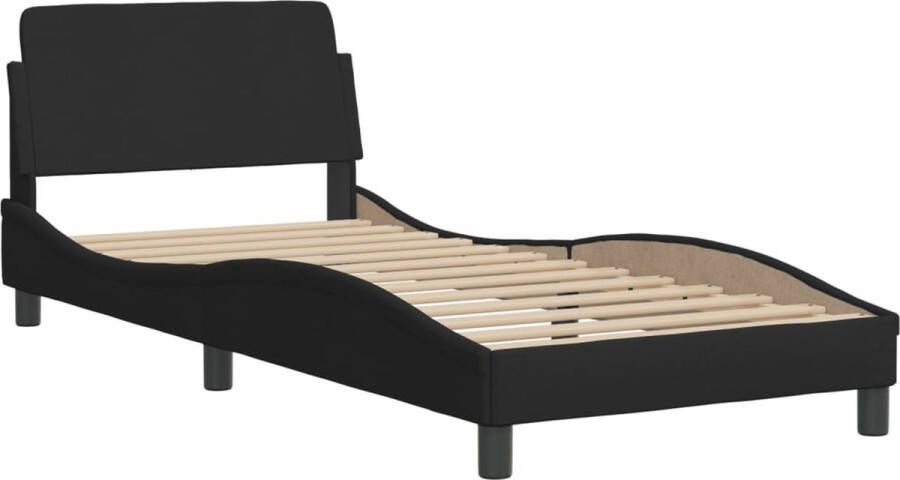 VIDAXL Bedframe met hoofdeinde zonder matras 80x200 cm stof zwart - Foto 4