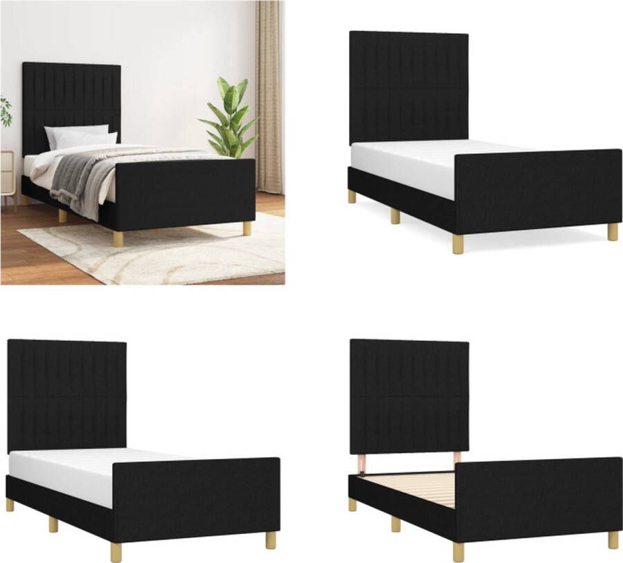 VidaXL Bedframe met hoofdbord stof zwart 80x200 cm Bedframe Met Hoofdeinde Bedframes Met Hoofdeindes Bed Slaapmeubel