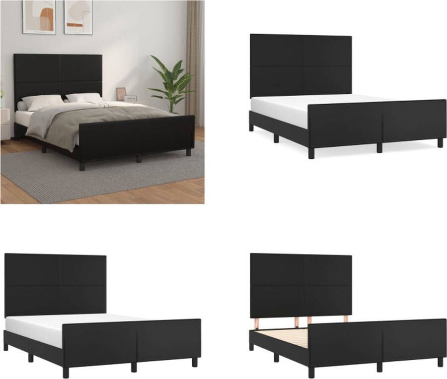 VidaXL Bedframe met hoofdeind kunstleer zwart 140x190 cm Bedframe Met Hoofdbord Bedframes Met Hoofdborden Bedframe Bed