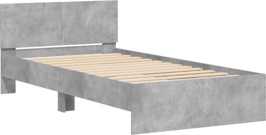 VidaXL -Bedframe-met-hoofdeinde-bewerkt-hout-betongrijs-100x200-cm - Foto 3