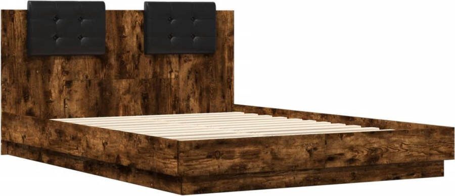 VidaXL -Bedframe-met-hoofdeinde-bewerkt-hout-gerookt-eiken-150x200-cm - Foto 5
