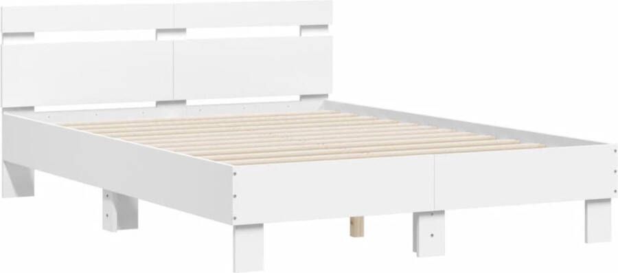 VidaXL -Bedframe-met-hoofdeinde-bewerkt-hout-wit-135x190-cm - Foto 3