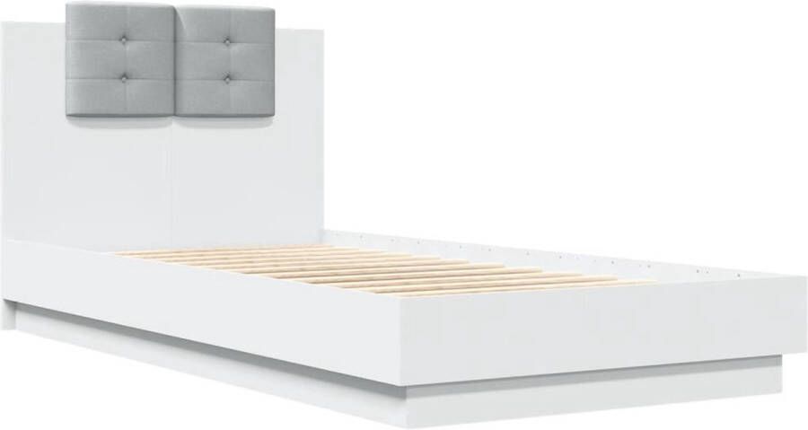 VidaXL -Bedframe-met-hoofdeinde-bewerkt-hout-wit-90x190-cm - Foto 3