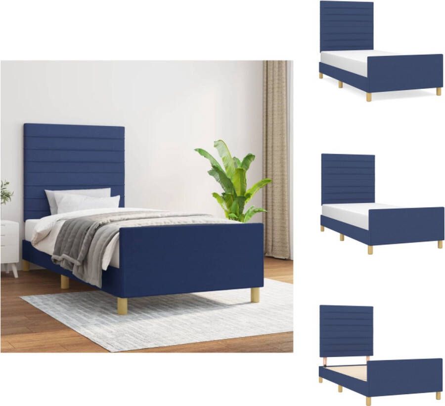 VidaXL Bedframe met hoofdeinde Blauw 203 x 103 x 118 128 cm Geschikt voor matras 100 x 200 cm Duurzaam materiaal Bed