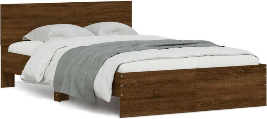 VidaXL -Bedframe-met-hoofdeinde-bruin-eikenkleurig-135x190-cm - Foto 3