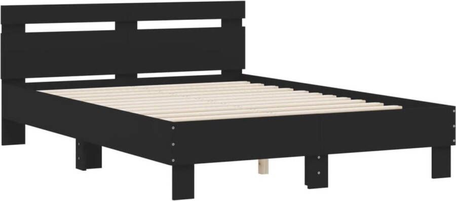 VidaXL -Bedframe-met-hoofdeinde-bruin-eikenkleurig-120x190-cm - Foto 4