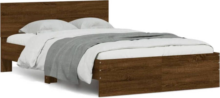 VidaXL -Bedframe-met-hoofdeinde-bruin-eikenkleurig-120x190-cm - Foto 3