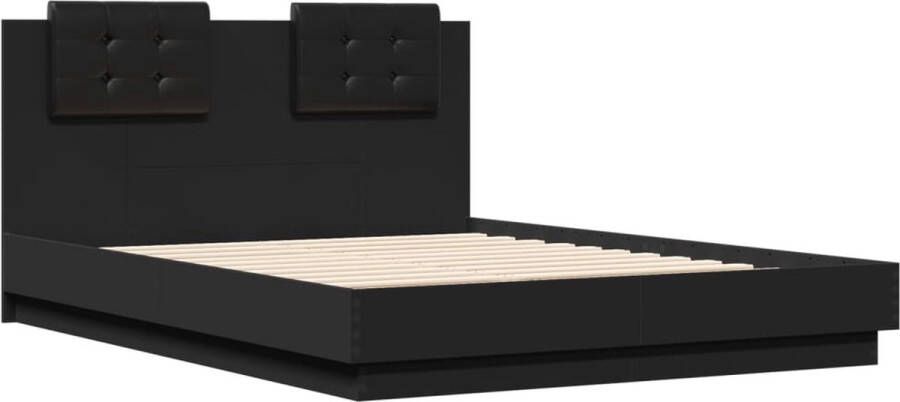 VidaXL -Bedframe-met-hoofdeinde-bruin-eikenkleurig-135x190-cm - Foto 4