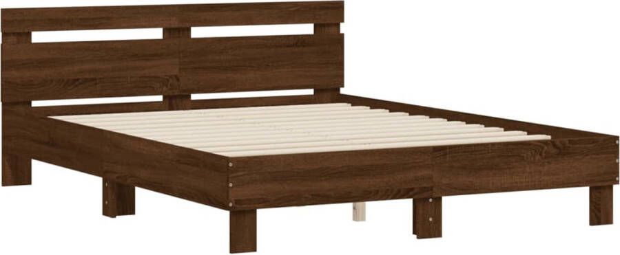 VidaXL -Bedframe-met-hoofdeinde-bruin-eikenkleurig-150x200-cm - Foto 3