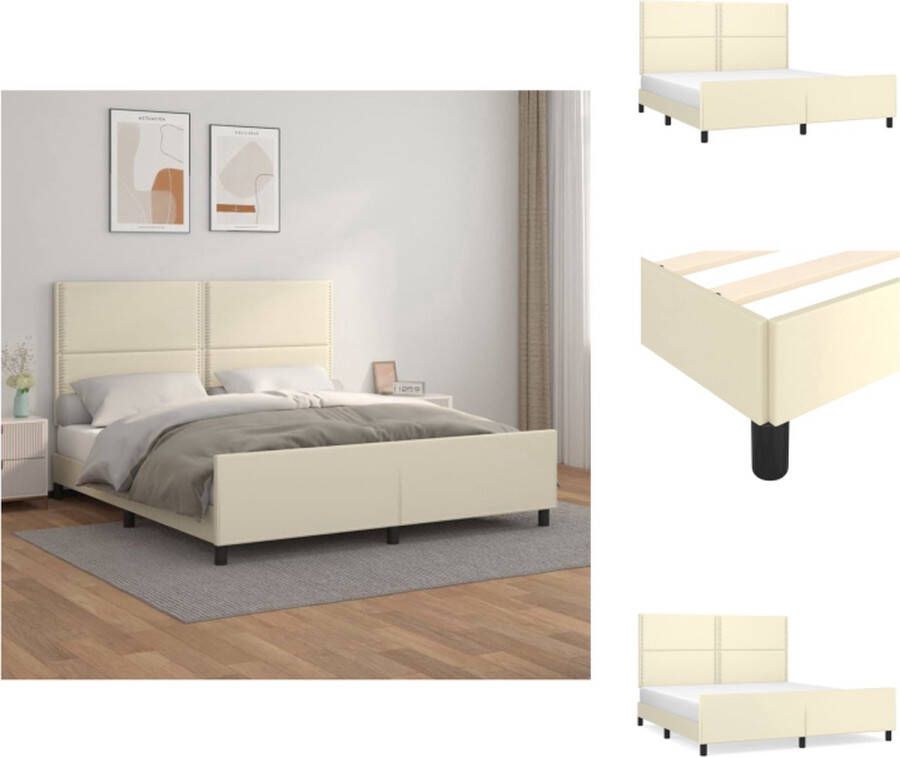 VidaXL Bedframe met Hoofdeinde Crème 203 x 166 x 118 128cm Geschikte Matras 160 x 200cm Duurzaam Kunstleer Bed