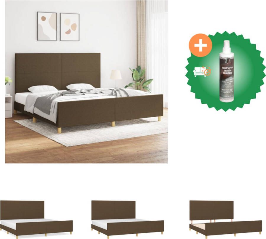 VidaXL Bedframe met Hoofdeinde Donkerbruin 203 x 206 x 118 128 cm Geschikt voor 200 x 200 cm Matras Bed Inclusief Reiniger