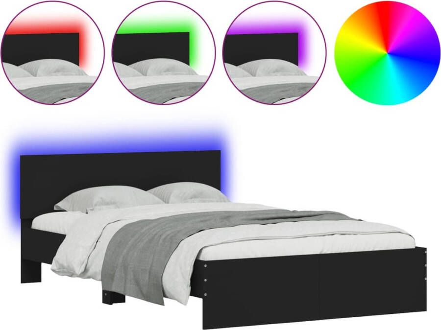 VidaXL -Bedframe-met-hoofdeinde-en-LED-zwart-135x190-cm - Foto 3