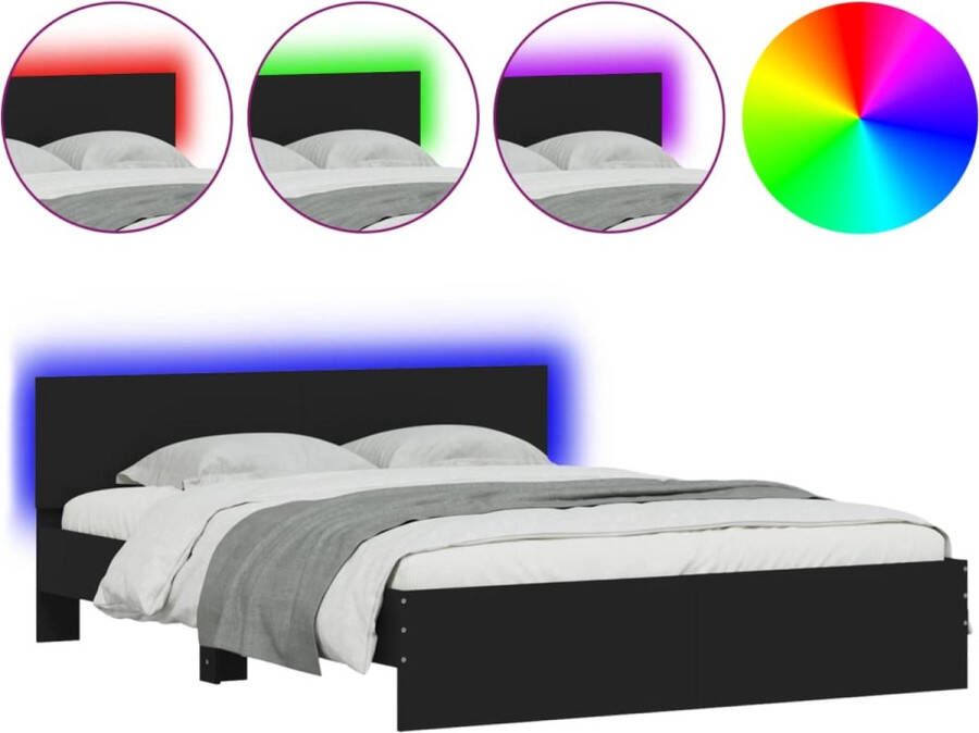 VidaXL -Bedframe-met-hoofdeinde-en-LED-zwart-150x200-cm - Foto 3