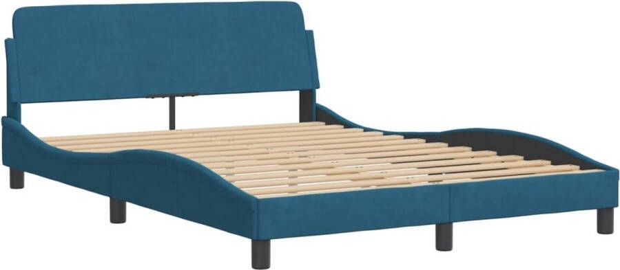 VidaXL Bedframe met hoofdeinde Dover fluweel blauw 140x200 cm - Foto 5