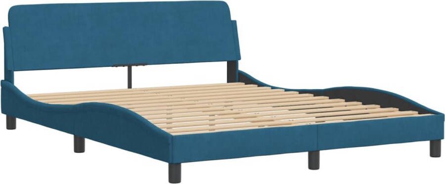 VidaXL Bedframe met hoofdeinde Dover fluweel blauw 160x200 cm - Foto 5