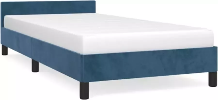 VidaXL -Bedframe-met-hoofdeinde-fluweel-donkerblauw-100x200-cm - Foto 2